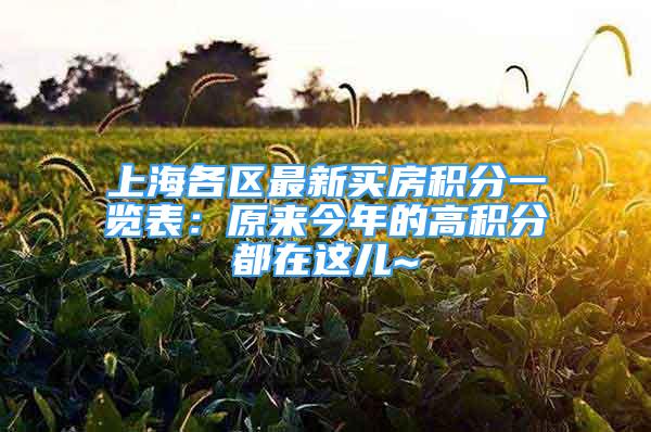 上海各區(qū)最新買房積分一覽表：原來今年的高積分都在這兒~