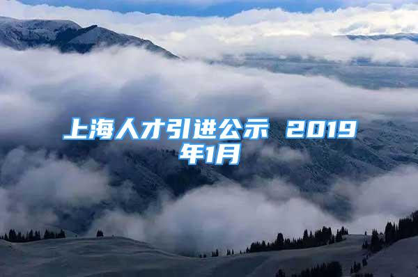 上海人才引進公示 2019年1月