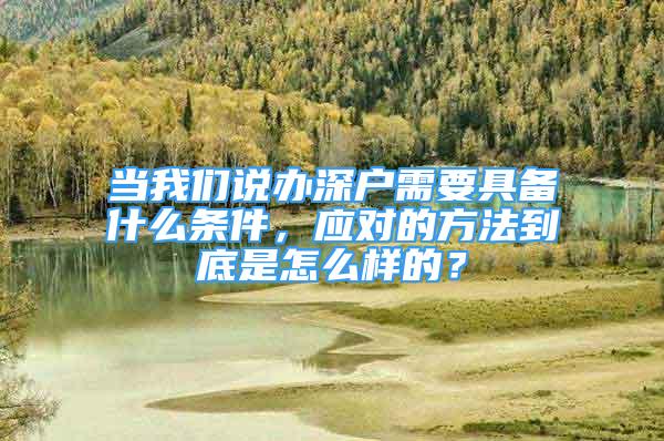 當我們說辦深戶需要具備什么條件，應對的方法到底是怎么樣的？