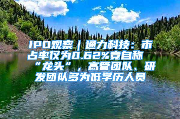 IPO觀察｜通力科技：市占率僅為0.62%竟自稱“龍頭”，高管團(tuán)隊(duì)、研發(fā)團(tuán)隊(duì)多為低學(xué)歷人員