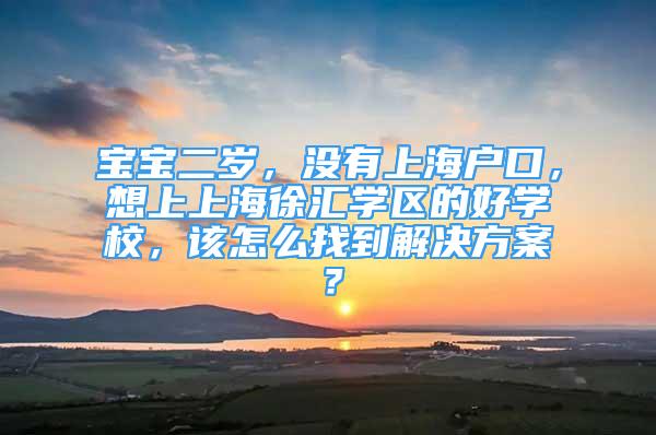 寶寶二歲，沒有上海戶口，想上上海徐匯學(xué)區(qū)的好學(xué)校，該怎么找到解決方案？