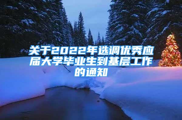 關(guān)于2022年選調(diào)優(yōu)秀應(yīng)屆大學畢業(yè)生到基層工作的通知