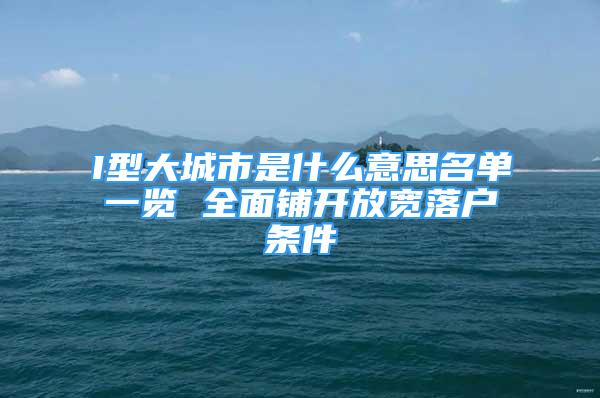 I型大城市是什么意思名單一覽 全面鋪開放寬落戶條件