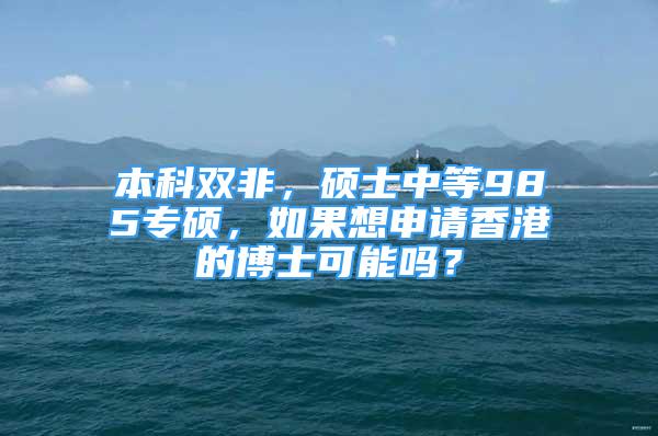 本科雙非，碩士中等985專碩，如果想申請(qǐng)香港的博士可能嗎？