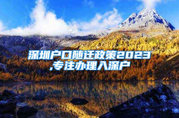 深圳戶口隨遷政策2023,專注辦理入深戶