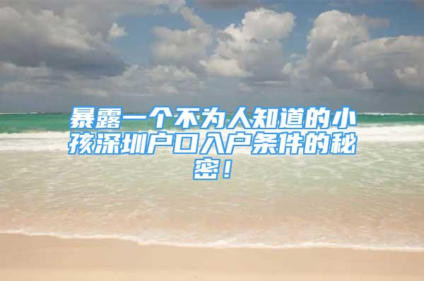 暴露一個(gè)不為人知道的小孩深圳戶口入戶條件的秘密！