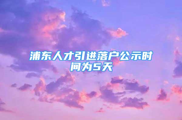 浦東人才引進落戶公示時間為5天