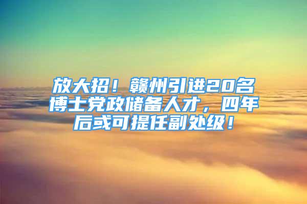 放大招！贛州引進20名博士黨政儲備人才，四年后或可提任副處級！