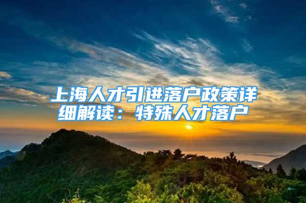 上海人才引進落戶政策詳細解讀：特殊人才落戶