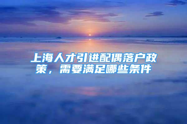 上海人才引進(jìn)配偶落戶政策，需要滿足哪些條件