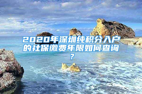 2020年深圳純積分入戶的社保繳費年限如何查詢？