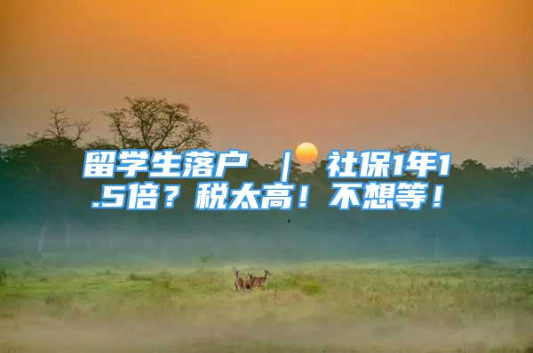 留學生落戶 ｜ 社保1年1.5倍？稅太高！不想等！