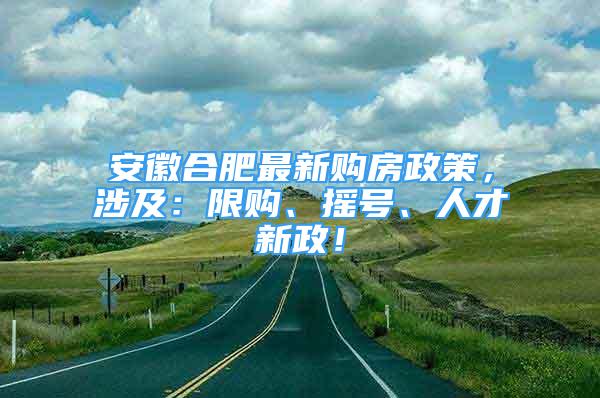 安徽合肥最新購房政策，涉及：限購、搖號(hào)、人才新政！