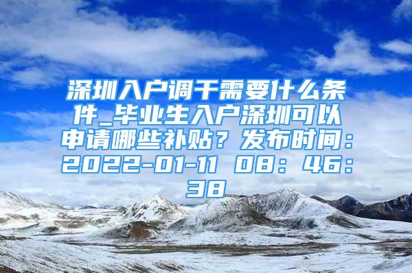 深圳入戶調(diào)干需要什么條件_畢業(yè)生入戶深圳可以申請哪些補(bǔ)貼？發(fā)布時(shí)間：2022-01-11 08：46：38