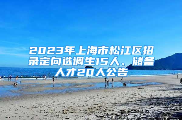 2023年上海市松江區(qū)招錄定向選調(diào)生15人、儲(chǔ)備人才20人公告