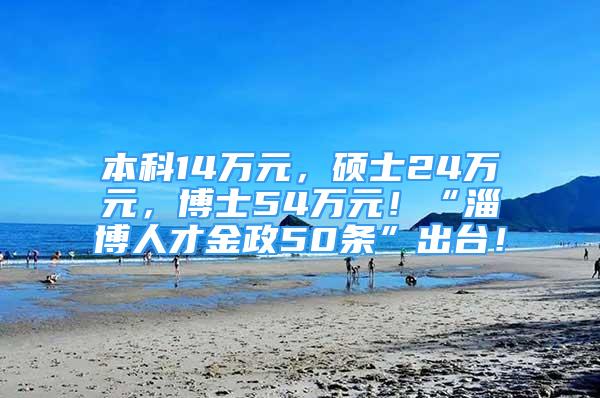 本科14萬元，碩士24萬元，博士54萬元！“淄博人才金政50條”出臺！