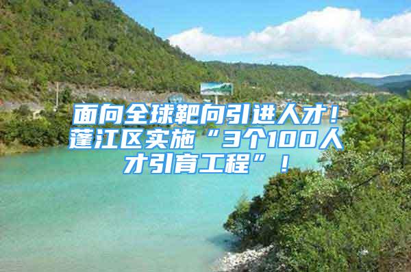 面向全球靶向引進人才！蓬江區(qū)實施“3個100人才引育工程”！