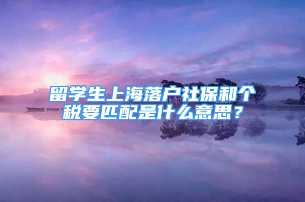 留學(xué)生上海落戶社保和個(gè)稅要匹配是什么意思？