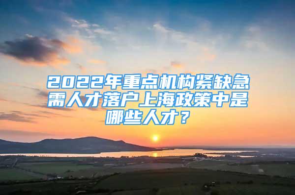 2022年重點(diǎn)機(jī)構(gòu)緊缺急需人才落戶上海政策中是哪些人才？