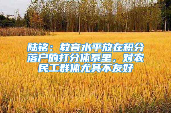 陸銘：教育水平放在積分落戶的打分體系里，對農(nóng)民工群體尤其不友好