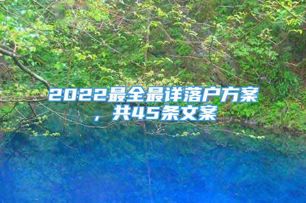 2022最全最詳落戶方案，共45條文案