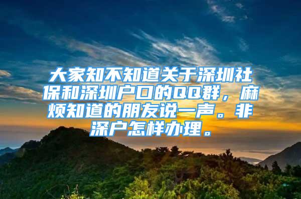 大家知不知道關于深圳社保和深圳戶口的QQ群，麻煩知道的朋友說一聲。非深戶怎樣辦理。