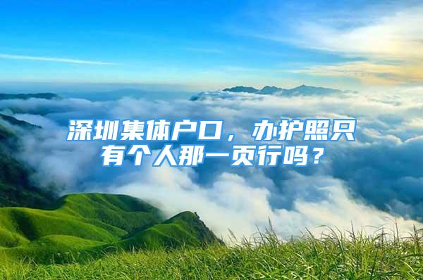 深圳集體戶口，辦護(hù)照只有個人那一頁行嗎？