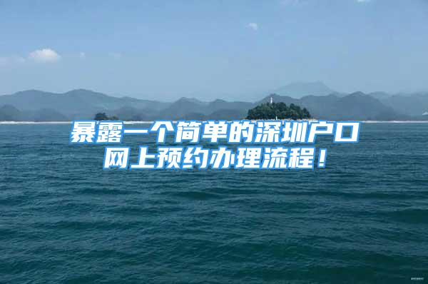 暴露一個簡單的深圳戶口網上預約辦理流程！