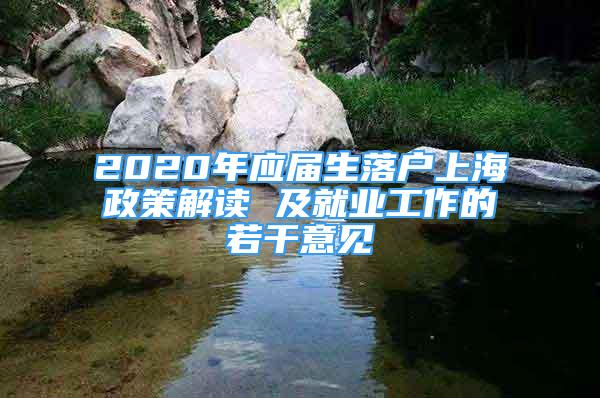 2020年應(yīng)屆生落戶上海政策解讀 及就業(yè)工作的若干意見