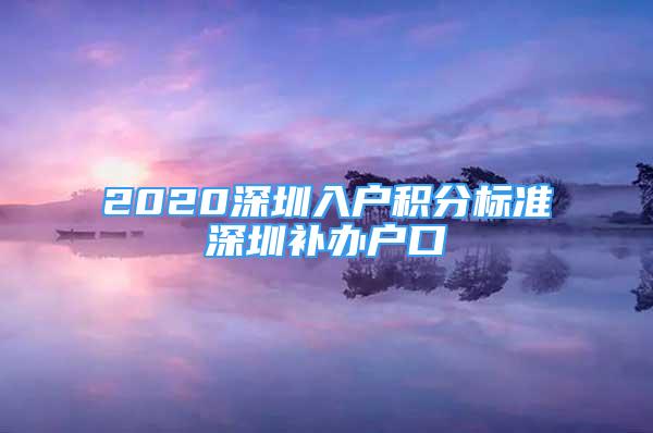 2020深圳入戶積分標準深圳補辦戶口