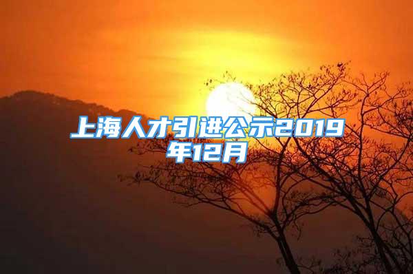 上海人才引進(jìn)公示2019年12月