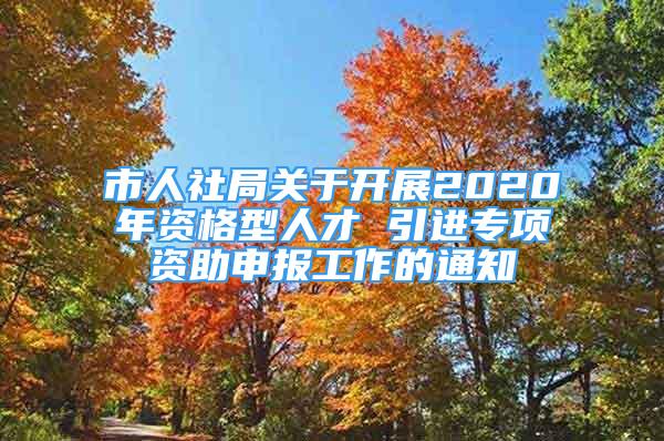 市人社局關(guān)于開展2020年資格型人才 引進(jìn)專項資助申報工作的通知