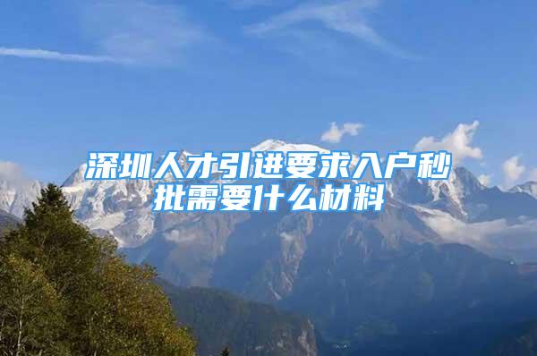 深圳人才引進(jìn)要求入戶秒批需要什么材料