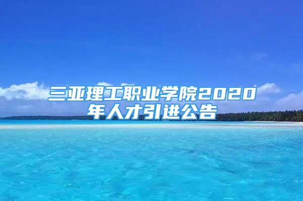 三亞理工職業(yè)學(xué)院2020年人才引進(jìn)公告