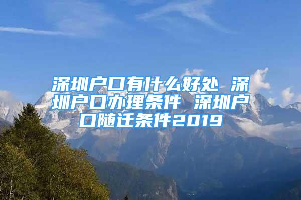 深圳戶口有什么好處 深圳戶口辦理條件 深圳戶口隨遷條件2019