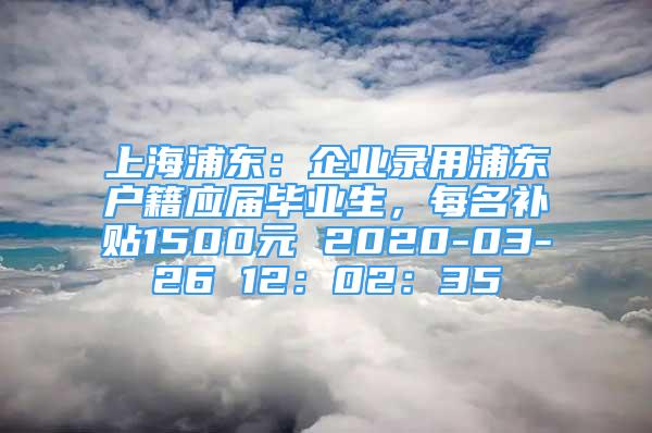 上海浦東：企業(yè)錄用浦東戶籍應(yīng)屆畢業(yè)生，每名補(bǔ)貼1500元 2020-03-26 12：02：35