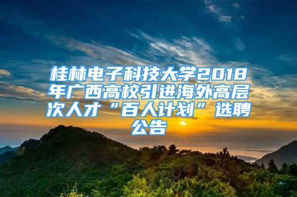 桂林電子科技大學(xué)2018年廣西高校引進(jìn)海外高層次人才“百人計(jì)劃”選聘公告