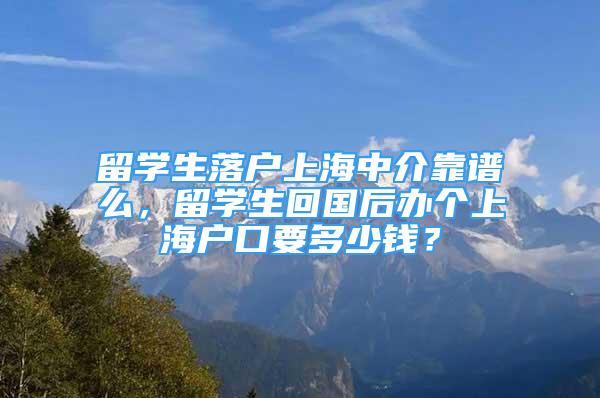 留學(xué)生落戶上海中介靠譜么，留學(xué)生回國后辦個上海戶口要多少錢？