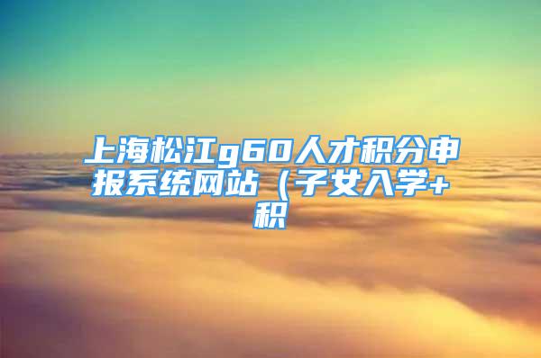 上海松江g60人才積分申報系統(tǒng)網(wǎng)站（子女入學(xué)+積