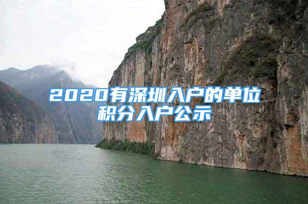 2020有深圳入戶的單位積分入戶公示