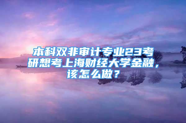 本科雙非審計專業(yè)23考研想考上海財經(jīng)大學(xué)金融，該怎么做？