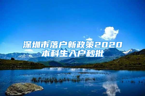 深圳市落戶新政策2020本科生入戶秒批