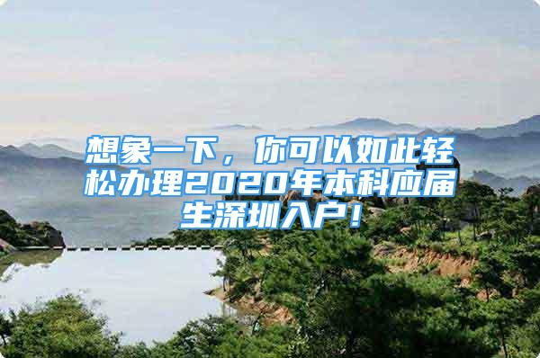 想象一下，你可以如此輕松辦理2020年本科應(yīng)屆生深圳入戶！