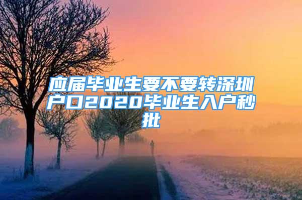 應(yīng)屆畢業(yè)生要不要轉(zhuǎn)深圳戶口2020畢業(yè)生入戶秒批