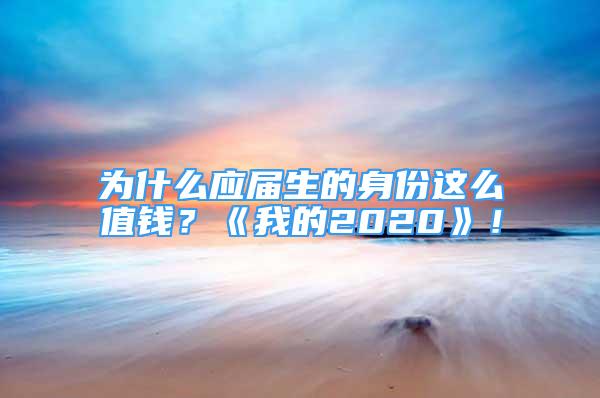 為什么應(yīng)屆生的身份這么值錢？《我的2020》！