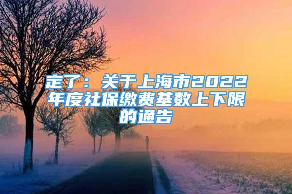 定了：關(guān)于上海市2022年度社保繳費基數(shù)上下限的通告