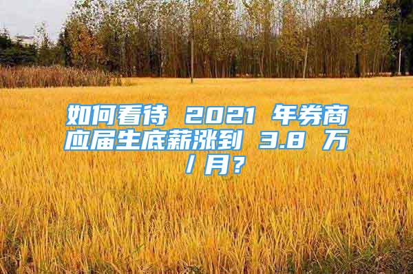 如何看待 2021 年券商應(yīng)屆生底薪漲到 3.8 萬／月？