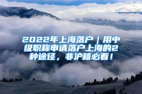 2022年上海落戶｜用中級(jí)職稱申請(qǐng)落戶上海的2種途徑，非滬籍必看！