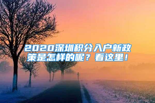 2020深圳積分入戶新政策是怎樣的呢？看這里！