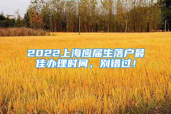 2022上海應(yīng)屆生落戶最佳辦理時間，別錯過！